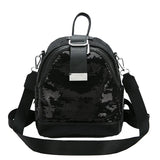 Sequin Shoulder Bag Backpack Women PU Leather Travel Rucksack