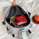 Sequin Shoulder Bag Backpack Women PU Leather Travel Rucksack