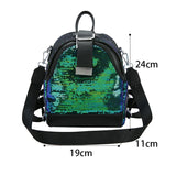 Sequin Shoulder Bag Backpack Women PU Leather Travel Rucksack