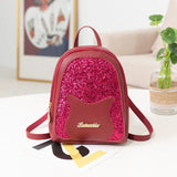 Sequin Women's Mini Backpack with Cat Decorative Messenger Shoulder Bag