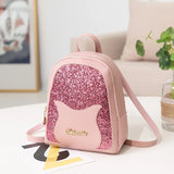 Sequin Women's Mini Backpack with Cat Decorative Messenger Shoulder Bag
