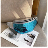 Sequined Holographic Fanny Pack Phone Messenger Bag