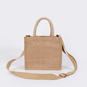 Sequined Linen Messenger Bag Small Square Bag