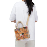 Sequined Linen Messenger Bag Small Square Bag