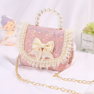 Sequined Lolita Wind Bow Girl Child Princess Shoulder Bag