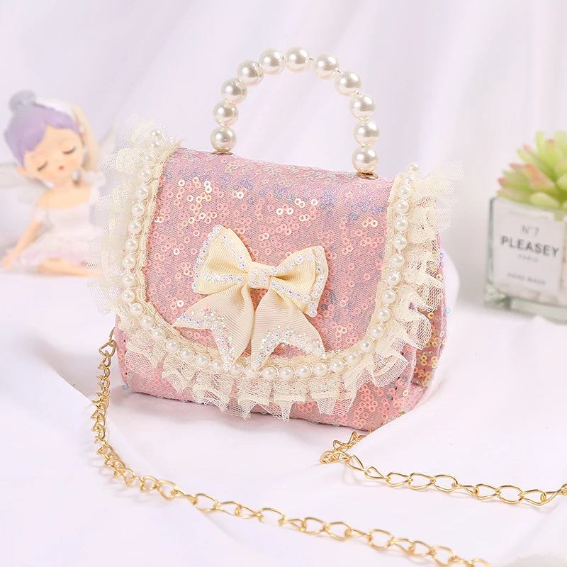 Sequined Lolita Wind Bow Girl Child Princess Shoulder Bag