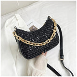 Sequined Crossbody Bag with Chain Strap for Women