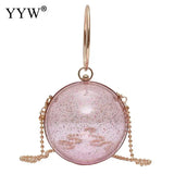 Sequined Round Handbags Party Bag With Chain Sling Bags Womens Mini Ring Handbag