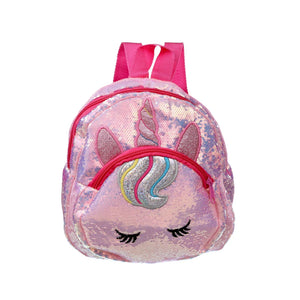 Sequined Unicorn Backpack Small Bag For Girls Pink
