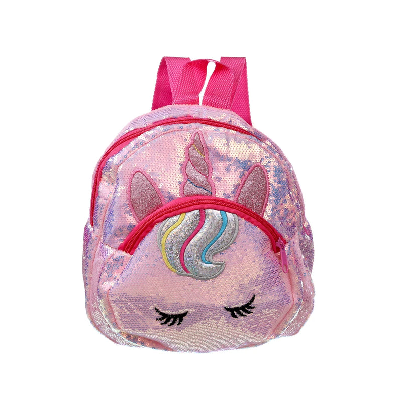 Sequined Unicorn Backpack Small Bag For Girls Pink