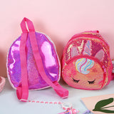 Sequined Unicorn Backpack Small Bag For Girls Pink