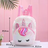 Sequined Unicorn Backpack Small Bag For Girls Pink