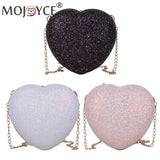 Sequins Heart-Shaped Messenger Bag Glitter Chain Crossbody Purse