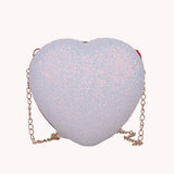 Sequins Heart-shaped Messenger Bag Glitter Chain Crossbody Purse Handbags