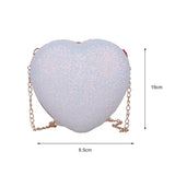 Sequins Heart-shaped Messenger Bag Glitter Chain Crossbody Purse Handbags