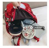 Sequins Kid Bags Small School Backpack Girls 5-8 Pu Silver Heart Patch