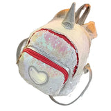 Sequins Kid Bags Small School Backpack Girls 5-8 Pu Silver Heart Patch