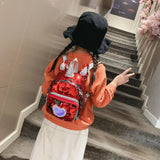 Sequins Kid Bags Small School Backpack Girls 5-8 Pu Silver Heart Patch