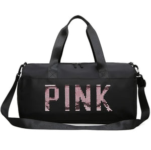 Sequins PINK Travel Bag Women Fitness Training Bag For Sports Gym