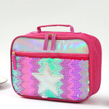 Kids Sequins Insulated Lunch Box Glitter Tote Bag Handbag