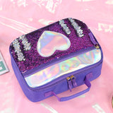 Kids Sequins Insulated Lunch Box Glitter Tote Bag Handbag