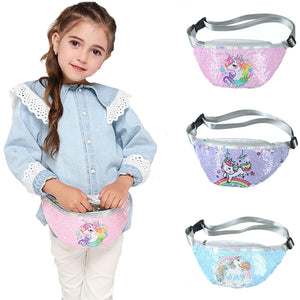 Sequins Printing Waist Bag for Women Fanny Pack Girls Shoulder Belt Bags