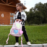 Sequins Unicorn School Bags Girls Laser Pu Heart Patch Kids Backpack Bagpack