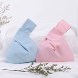 Japanese Style Knot Wrist Bag Solid Hand Bags Lady Purse