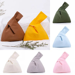 Japanese Style Knot Wrist Bag Solid Hand Bags Lady Purse