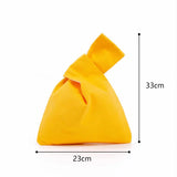 Japanese Style Knot Wrist Bag Solid Hand Bags Lady Purse