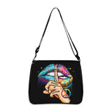 Leopard Lips Print Women Handbags Canvas Shoulder Bags Travel Hip Hop Clutch