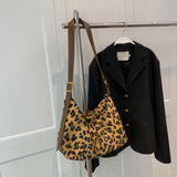 Leopard Print Women Single Shoulder Hobo Bag Cross Body Messenger Handbag