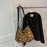 Leopard Print Women Single Shoulder Hobo Bag Cross Body Messenger Handbag