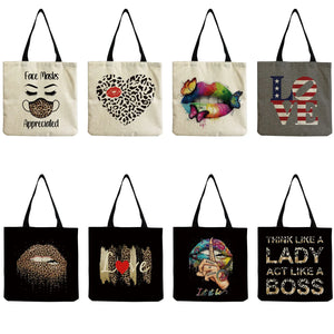 Sexy Lip Print Eco Friendly Shopper Bag Beach Bag High Capacity Women Handbag
