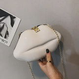 Sexy Lips Style Pu Ladies Clutch Bag Chain Purse Shoulder Bag