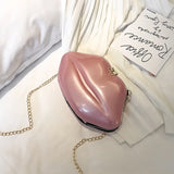 Sexy Lips Style Pu Ladies Clutch Bag Chain Purse Shoulder Bag