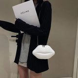 Sexy Lips Style Pu Ladies Clutch Bag Chain Purse Shoulder Bag