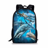Shark Print Backpack Durable Large Capacity School Bags for Girls Boys