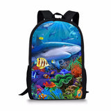 Shark Print Backpack Durable Large Capacity School Bags for Girls Boys