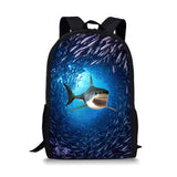 Shark Print Backpack Durable Large Capacity School Bags for Girls Boys