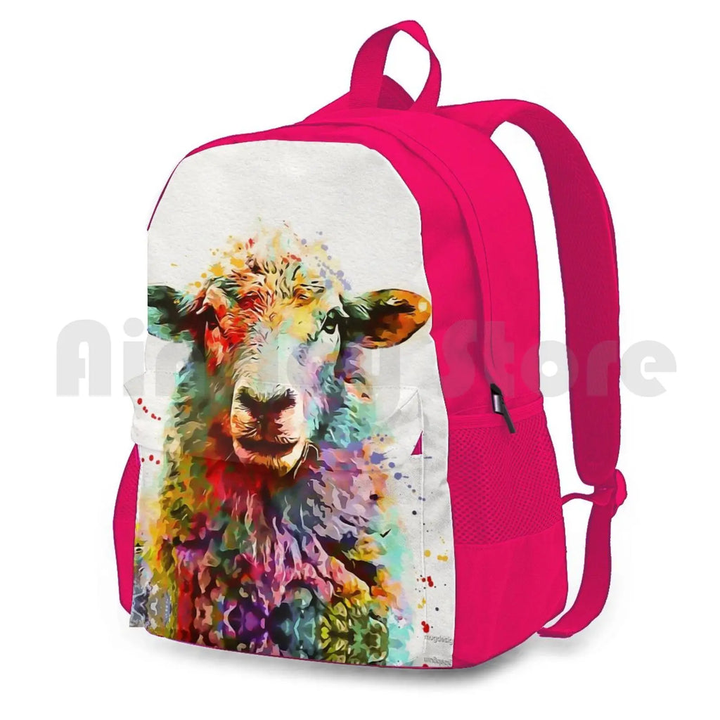 Sheep Watercolor Outdoor Hiking Backpack