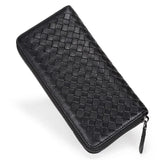 Sheepskin Knitting Leather Wallet for Women, Long Clutch with Cell Phone Bags