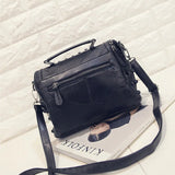 Sheepskin Leather Handbag Punk Style Rivets Messenger Crossbody Bag