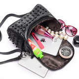 Sheepskin Leather Handbag Punk Style Rivets Messenger Crossbody Bag