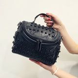 Sheepskin Leather Handbag Punk Style Rivets Messenger Crossbody Bag