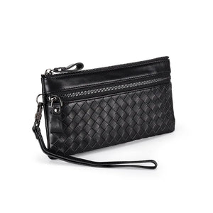 Sheepskin Woven Purse Cow Leather RFID Wallet