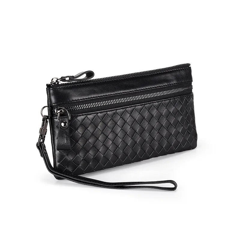 Sheepskin Woven Purse Cow Leather RFID Wallet