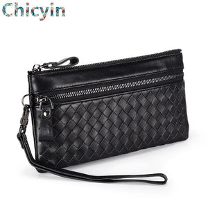 Sheepskin Woven Purse Cow Leather RFID Wallet