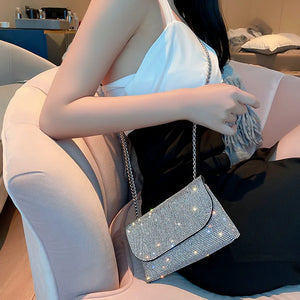 Shinning Party Handbags Chain Clutch Shoulder Bags Rhinestone Evening Bag
