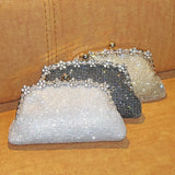Shinny Clutch Bag Glitter Wedding Evening Bags With Rhinestone